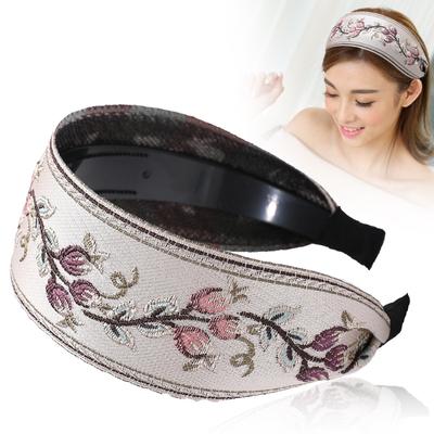 Retro Französisches Besticktes Blumen-Haarschmuck-Haar Breiter Rand-Kopfschmuck Klassischer Zackiger Anti-Rutsch-Kopfschmuck Haarbänder für Frauen