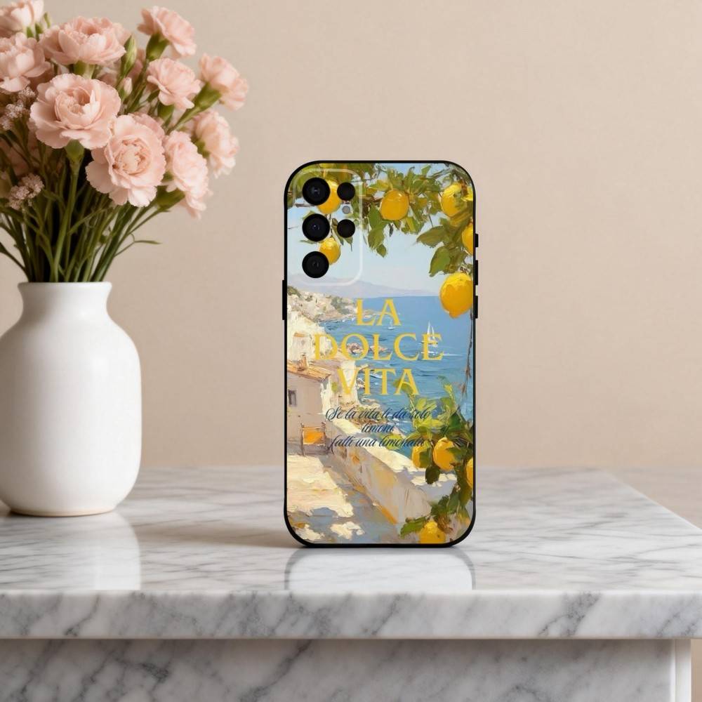 

S-Seaside S-Scenery Wine L-Lemon Phone Case For Samsung S25,S24,S21,S22,S23,S30,Ultra,S20,Plus,Others Soft Black Cover Samsung S26Plus