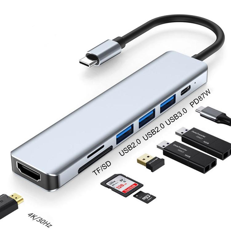 7 Port USB Type C Hub 3.0 4K 7 in 1 Hub USB