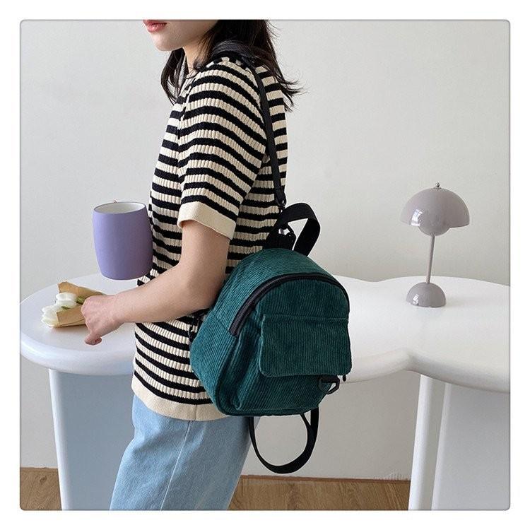 Trendy Fashionable Mini Backpack For Stylish Girls In Soft Corduroy Fabric