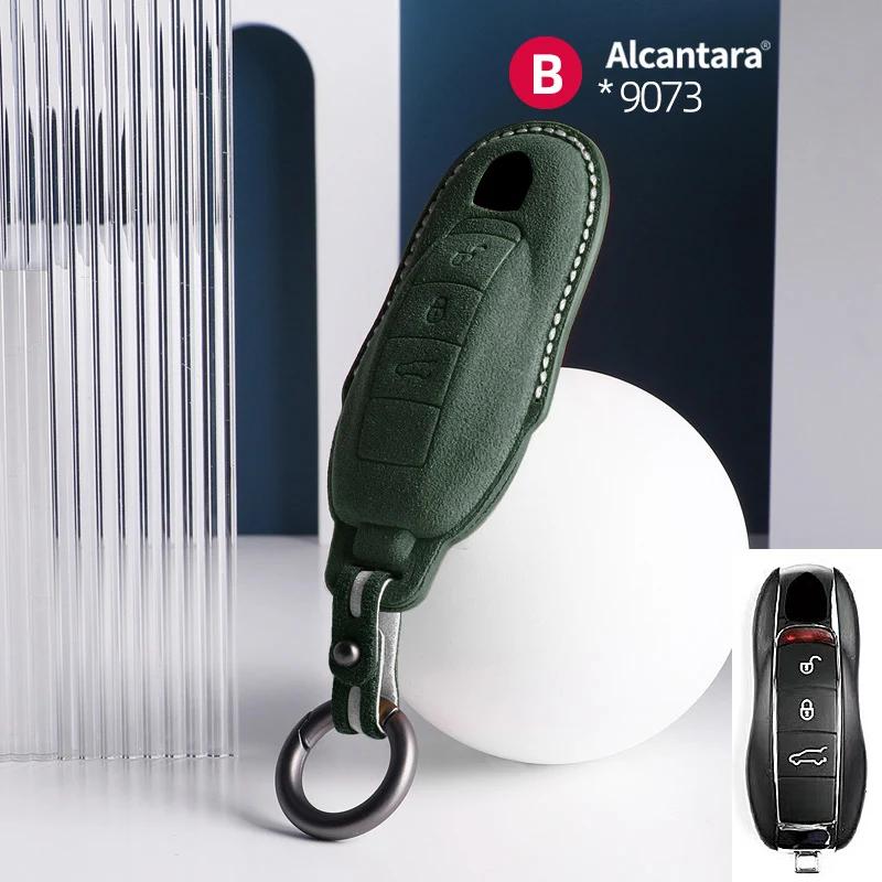 Alcantara Car Key Case Cover For Porsche Panamera Spyder Carrera Macan Cayman Cayenne 911 970 981 991 Accessories