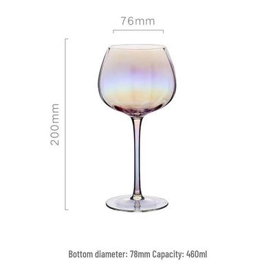 Copas de Vino de Cristal Arcoíris Iridiscente Hechas a Mano, Forma de Manzana (Juego de 2)