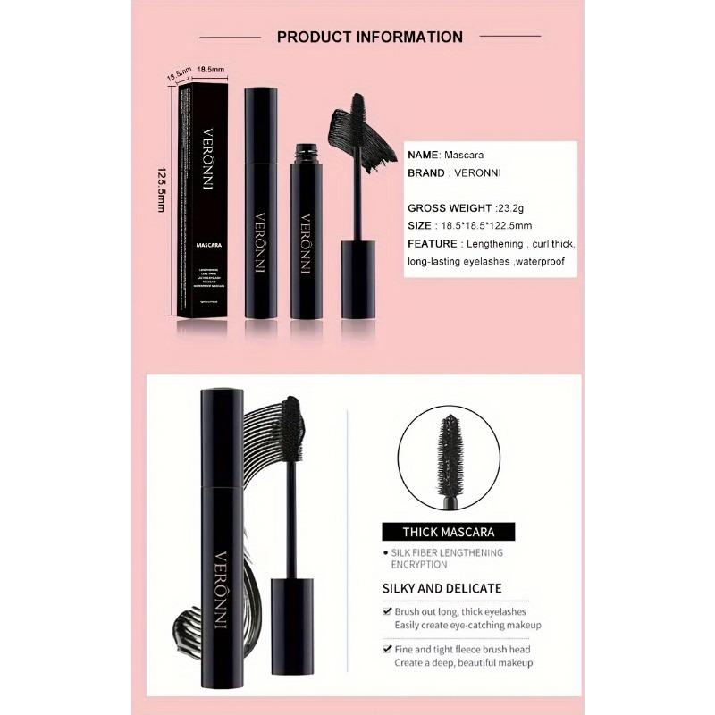 Waterproof Mascara Long-Lasting Smudge-Proof Curling Formula for All Skin Types