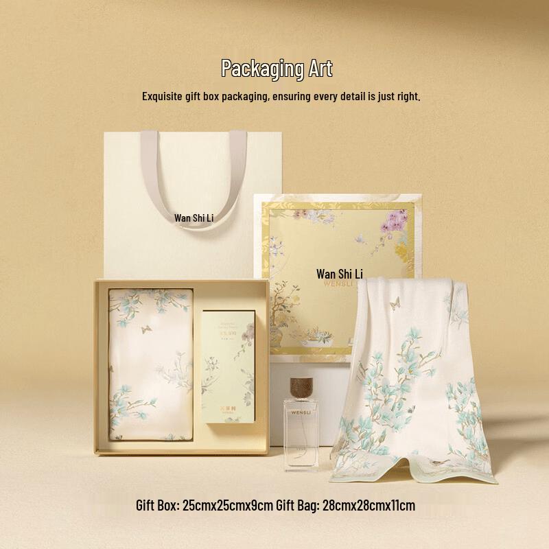 Wanshili Twelve Flower Gods Silk Scarf & Perfume Gift Set