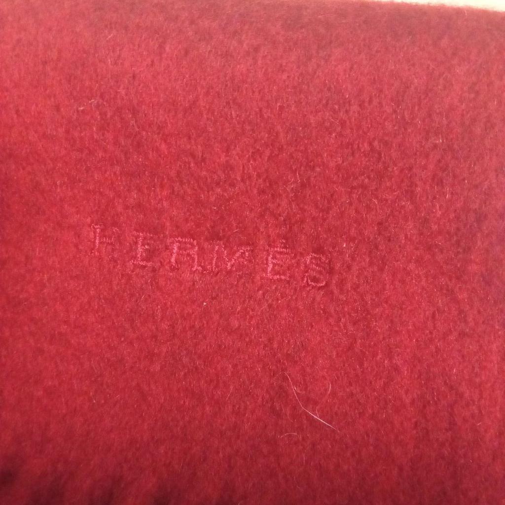 Used [Unused Long-Term Storage] HERMS 100% Cashmere Scarf Red Hermes Unisex