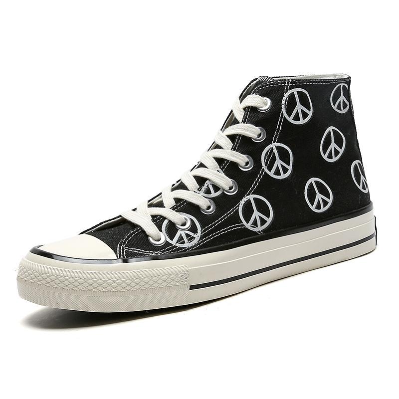 

Snowflake high-top men s shoes casual 1970S star with the same style full of anti-war and peace black and white canvas shoes F008 39