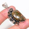 Natural Unakite, Smoky Topaz 925 Sterling Silver Jewelry Pendant 2.09" AP-14035