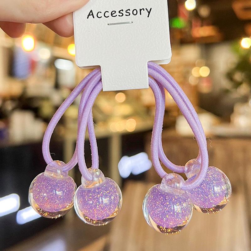 2pcs /set Cute Candy Color Ball Hair Tie For Girls Elastic Hair Rubber Band Kids Kawaii Hair Rope Baby Hairbands Child Headdress