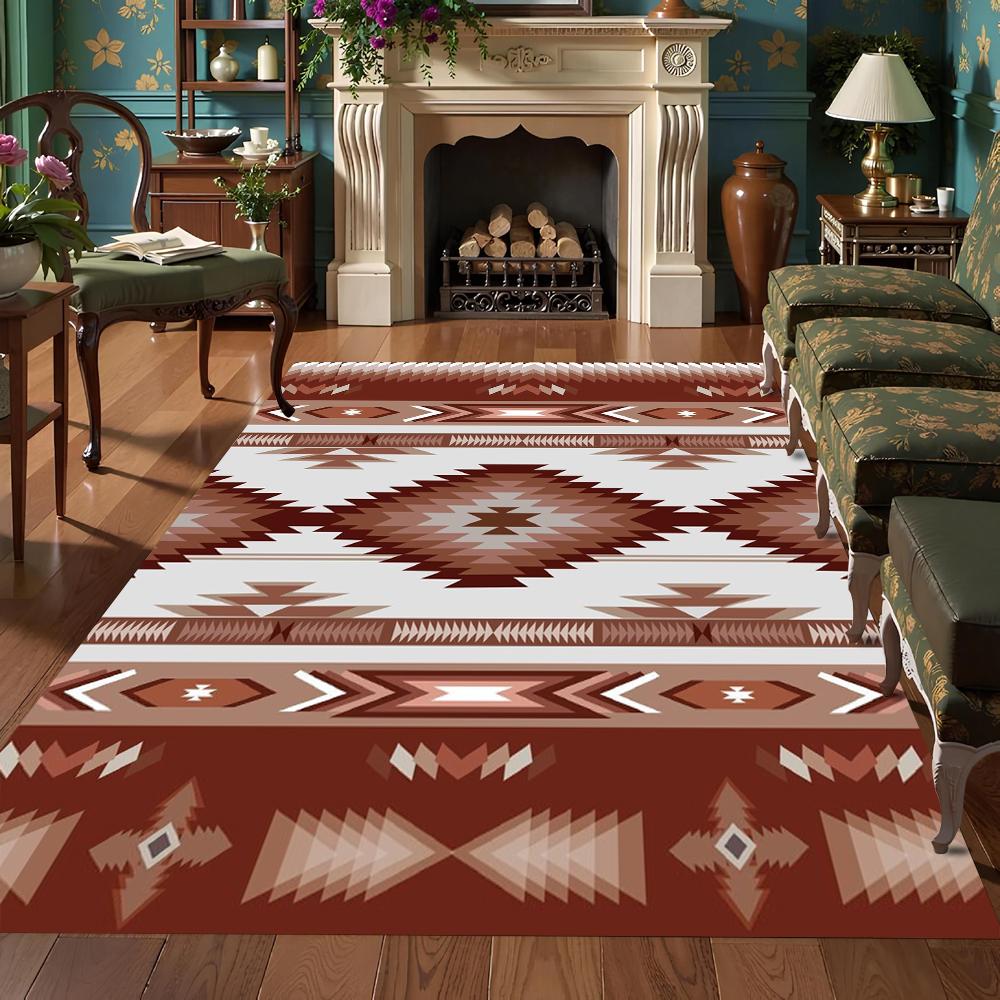 

Multi-Color Ethnic Geometric Pattern Carpet Retro Decorative Non-Slip Soft Mat for Living Room Bedroom Home Decor 60cm x 90cm