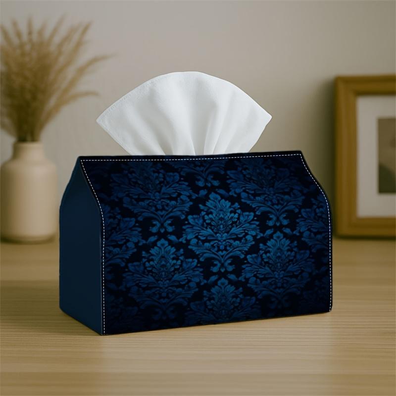 1pc Vintage Floral Tissue Box-Damask Blue Elegant&Classic, Durable Napkin Organizer for Car, Kitchen, Dining, Home Decor-Decorative Tabletop Party Tis