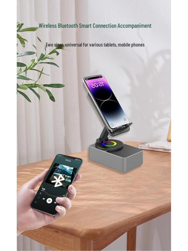 Rotating Bluetooth Audio Stand for Mobile and Tablet with Wireless Charging
