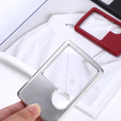 Ultra-Thin Card Magnifying Glass Portable Square Magnifier Loupe LED Light 3/6 Times Magnification Reading Magnifier