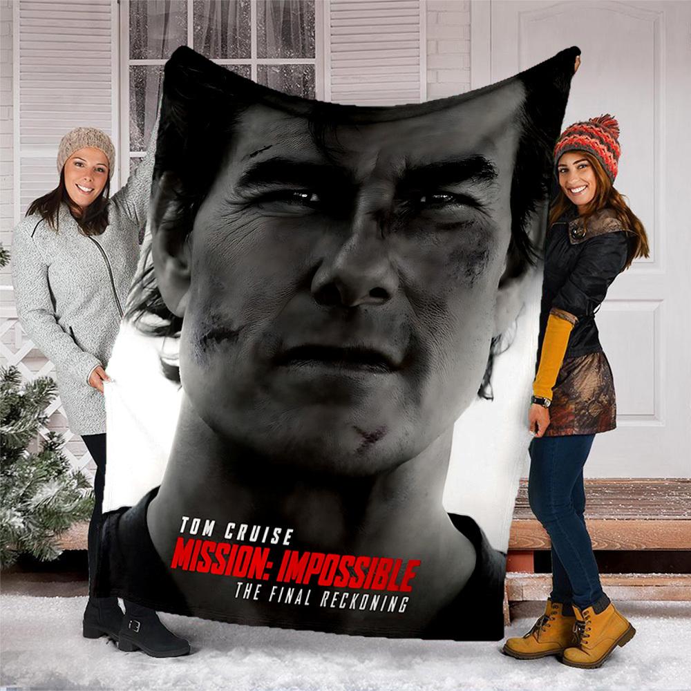 1pc Mission Impossible Reckoning Outdoor Flannel Blanket, Cozy & Warm Soft Te Playful Design, Napping Camping,