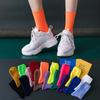 Colorful Harajuku Retro Women Lady Cotton Socks Fluorescent  Neon Color Korean Purple Yellow Pink Designer Skateboard Cool Cute