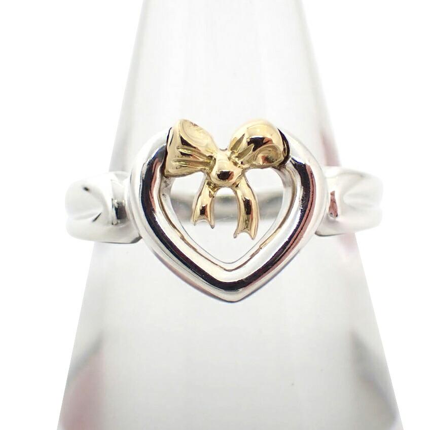 

[Pre-owned] TIFFANY / Tiffany / 925 / 750 / Ribbon / Heart / Ring / Size 11 / j78-81