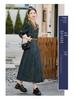 Autumn 2023 Retro Denim A-line Dress: Women's Long Sleeve, Waist-Slimming, Medium Length, Lapel Style