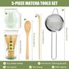 2-5 Stück Matcha Besen Set Praktisches Matcha Set mit Besenhalter Matcha Besen Sieb Teelöffel und Teelöffel Japanischer Matcha-Tee