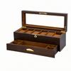 Double-Layer Watch Case Velvet-Lined Jewelry Storage Box with Drawer Padded
