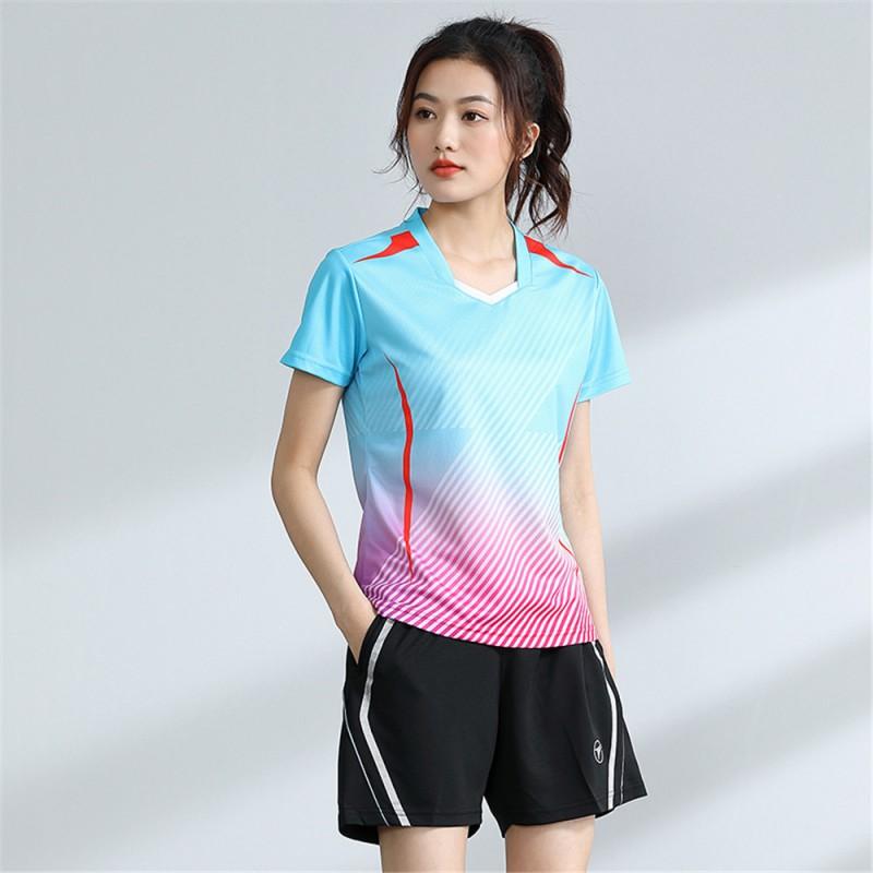 Unisex Badminton Sport Set Short Sleeve Top Shorts Men Women Kids Athletic Wear
