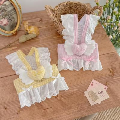 Japan and South Korea Pet Dog Dog Clothes Can Pull Wings Chest Back Princess Skirt Spring Autumn and Summer Breathable