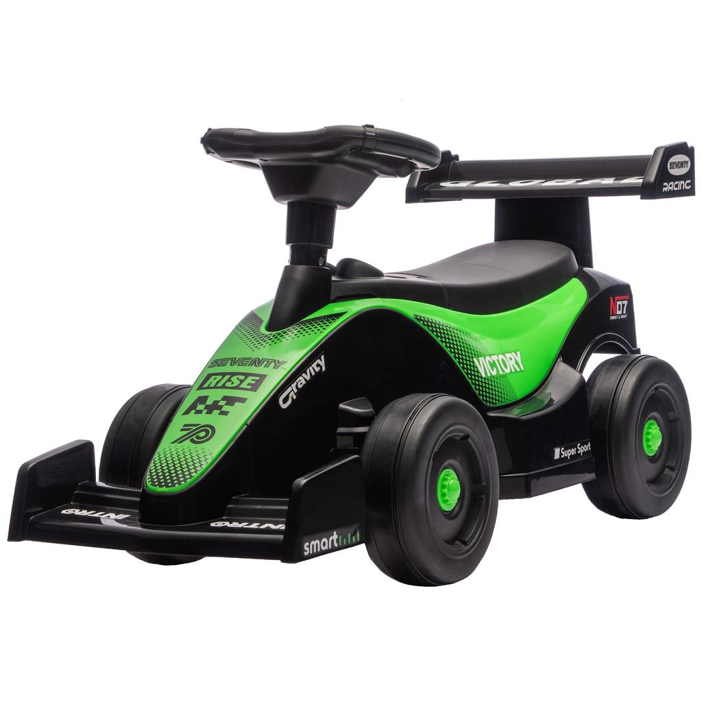 Children's F1 Ride-On Push Car, Musical Steering Wheel, Quiet Wheels, 18-36 Months, Green