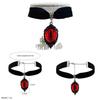 Gothic Vampire Pendant Necklace With Red Eyes And Velvet Chain For Women