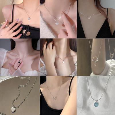 17KM 1pcs Zircon Love Necklace Women's Clavicle Chain Simple, Gift for Friends, Gift for Daughter for Women Jewelry Accessories