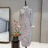 Baoji Purple Elegant New Chinese Cheongsam Women's 1011 Winter New Models Can Be Worn To Work with Velvet To Keep Warm Young Models