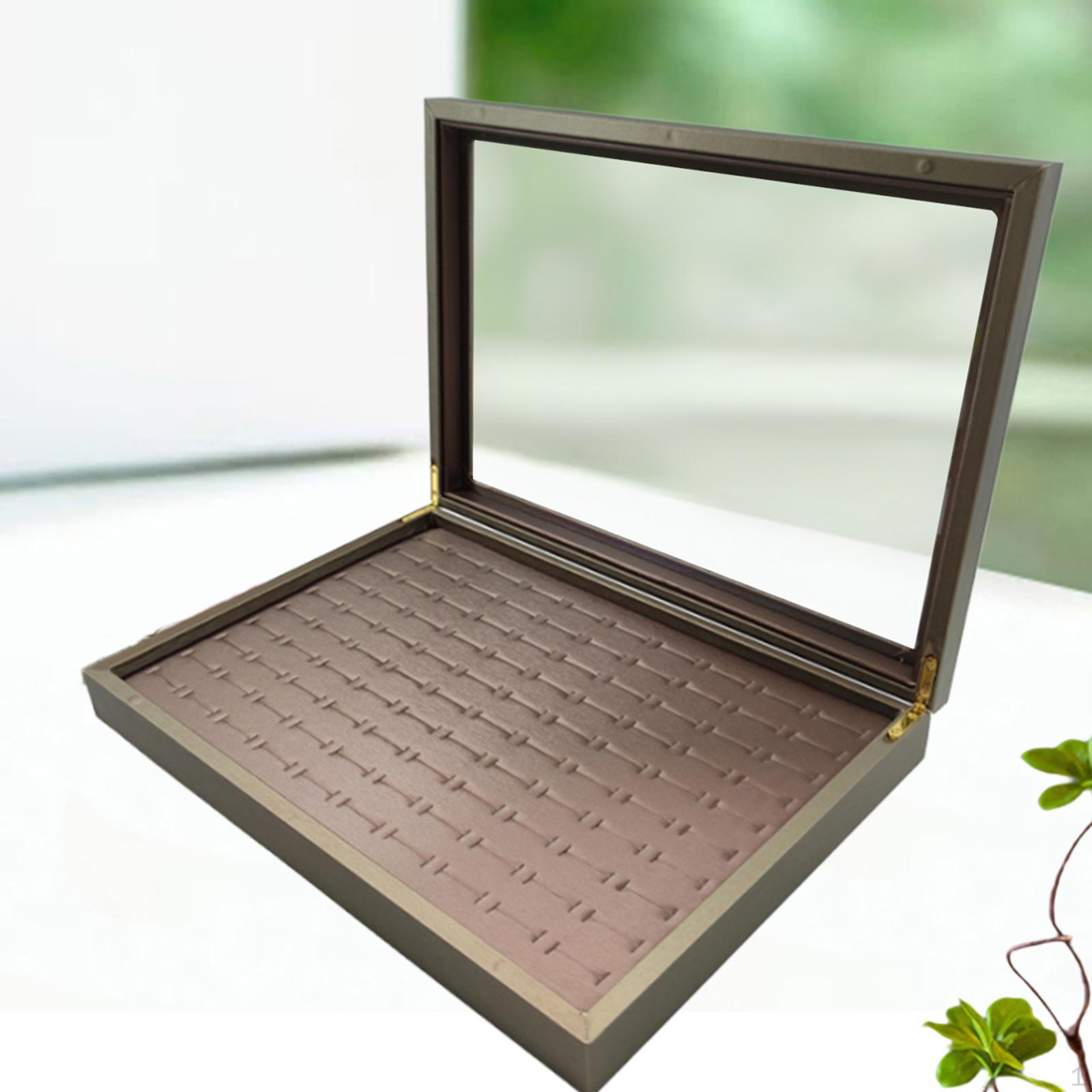 -Organizer Tray, -Ladies Tray with Transparent Lid, -Display Case, -Storage Box for Jewelry Store at Khaki Brown