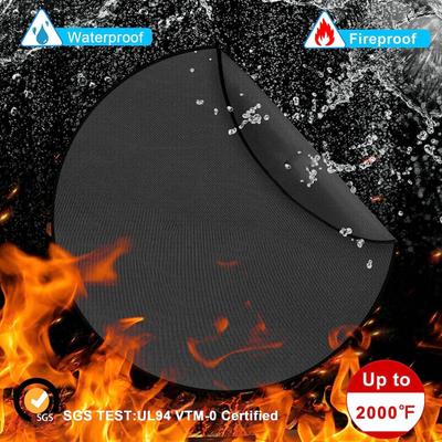 Fireproof Mat Outdoor Camping Round Grill Pad Oil-Proof Water-Resistant Reusable Wood Burning Fire-Pit Grill Mat