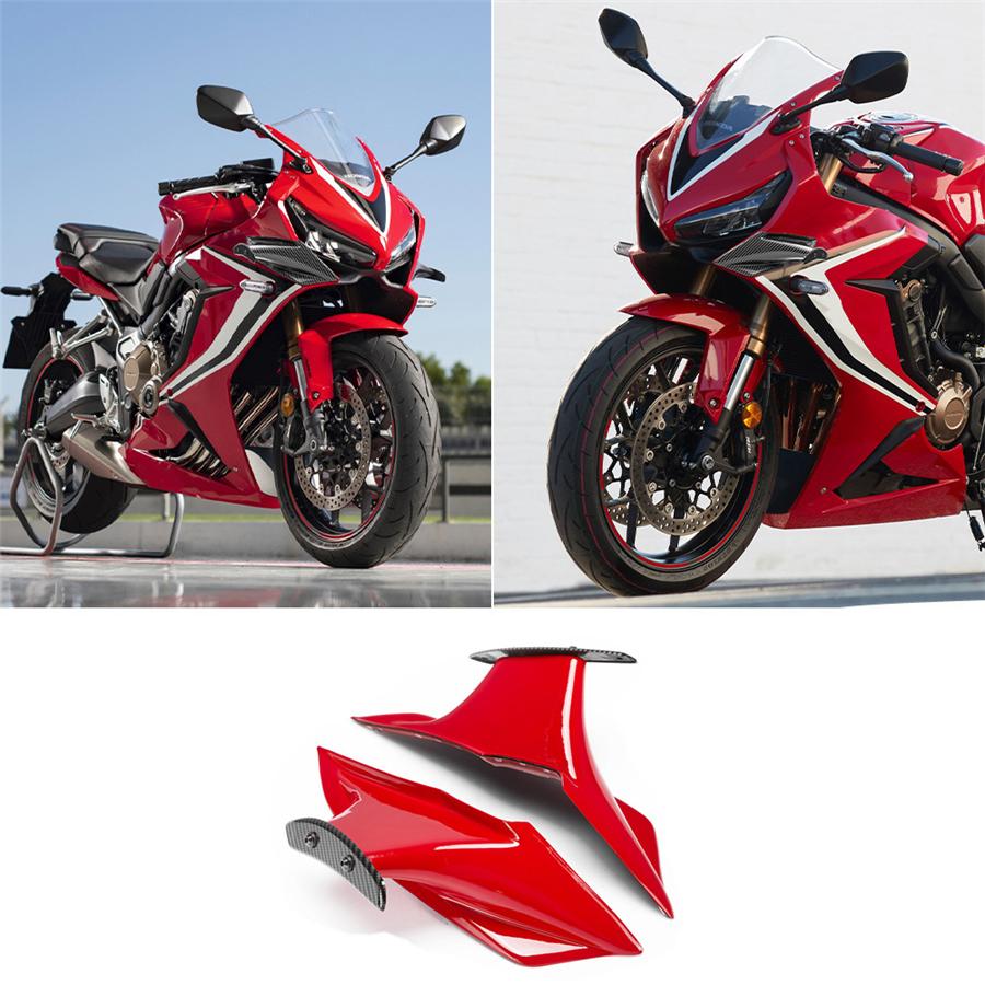 Fairing Winglets Aerodynamic Wing For Honda CBR650R Motorcycle Wing Protection Cover Kit Fixed Winglet CBR 650R 2019-2021 Red + Carbon Fiber Loo