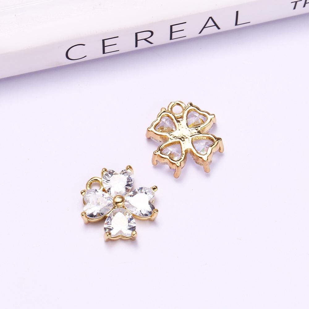 

Подвеска с четырехлистным клевером из медного циркония, аксессуары для ювелирных изделий своими руками, серьги-гвоздики, ожерелье, кулон, брошь для одежды, аксессуары