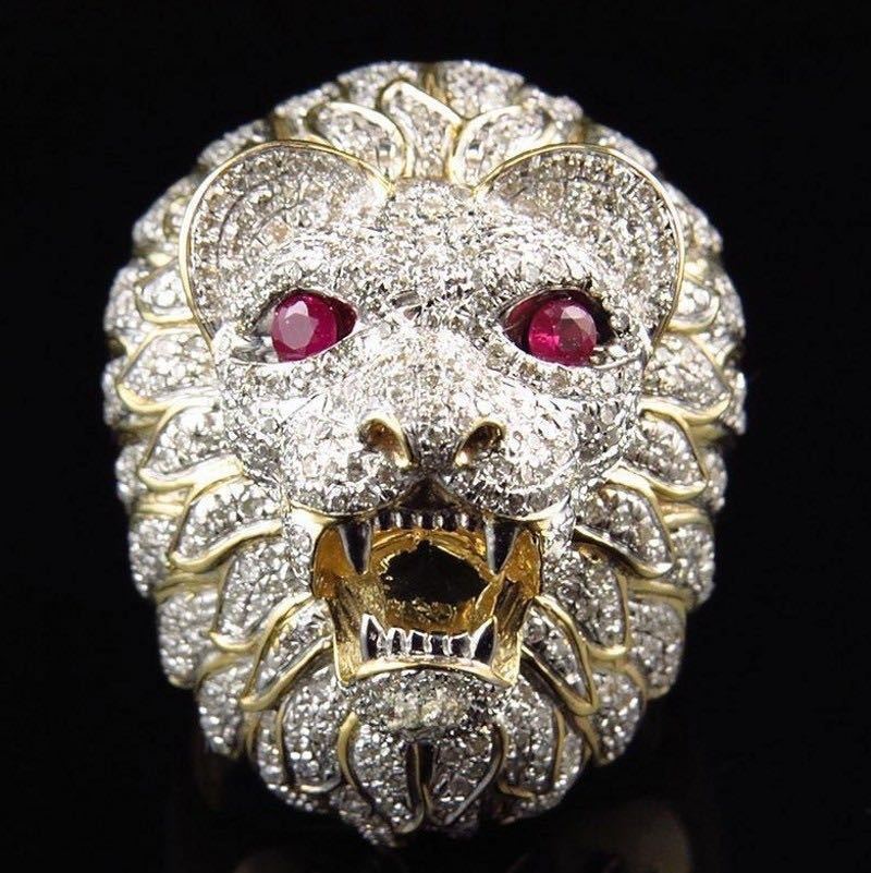 

New domineering men s ring, creative lion head shape hot-selling jewelry in Europe and America 6 золотой
