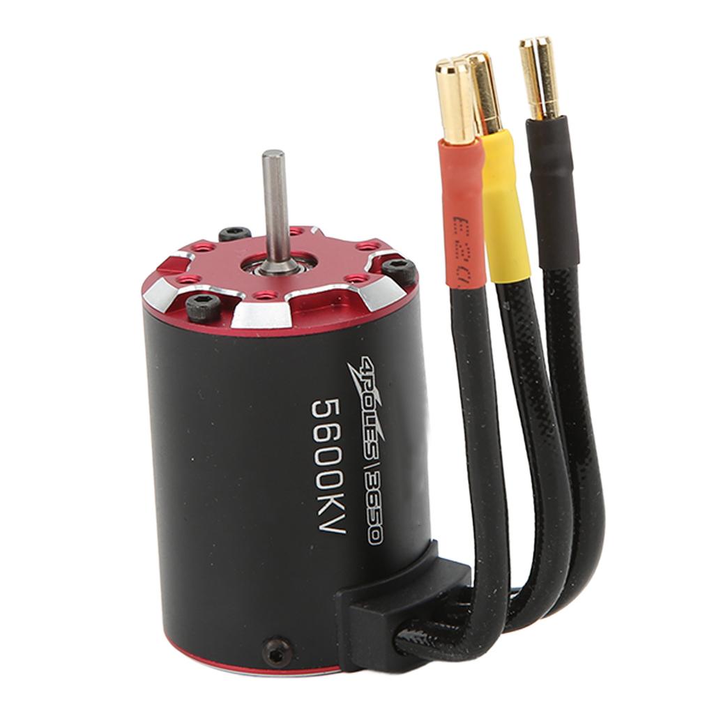 3650 5600KV Brushless Motor 4 Pole Supersonic Brushless Motor with Temperature Sensor for 1 8 1 10 Remote Control Cars