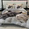 Cute Plush Pet Cats 3D Printed Bedding Set Simple Pet Cat Style Luxury Duvet Cover Soft Comfortable Home Polyester Quilt Cover