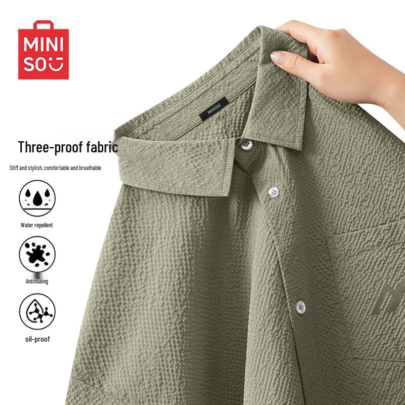 MINISO Men s Workwear Style Short Sleeve Loose Fit Shirt 2XL