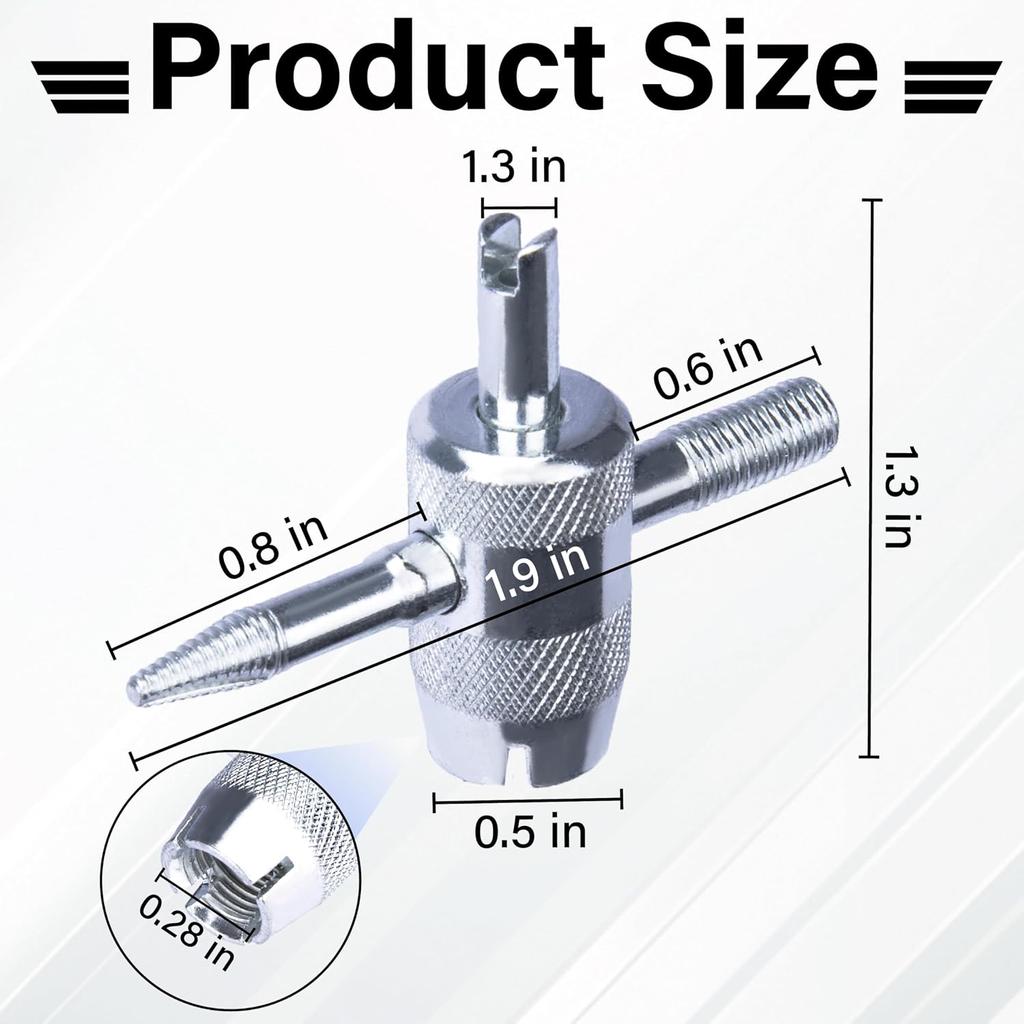 2 PCS 4-Way Tire Valve Stem Removal Tool, 4-in-1 Valve Core Removal Tool | Multifunctional Tire Valve Tool, Valve Stem Core Puller for Car Motorcycle