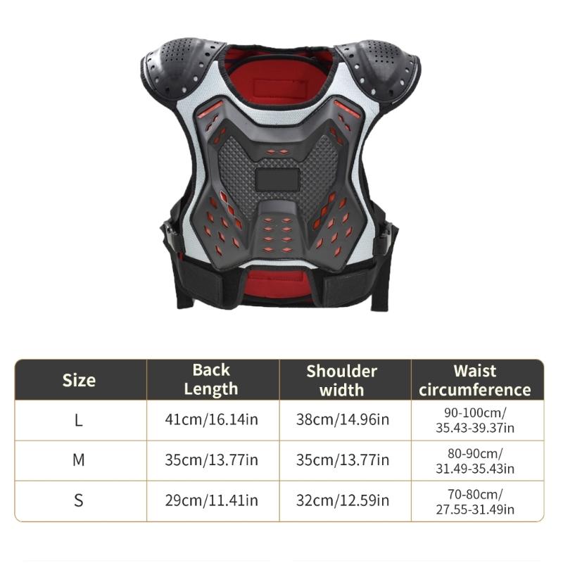 Unisex Child Motorcycle Protective Chest Vest with Shock Absorbing Shell for Safety Biking and Skateboarding Adventures