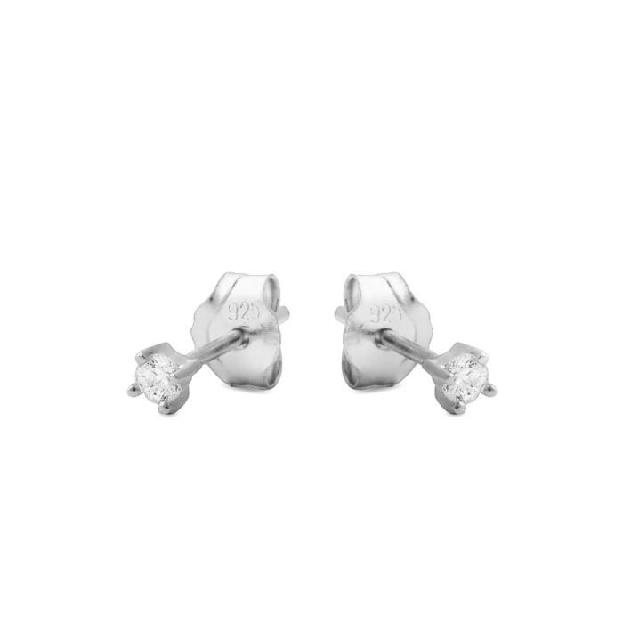 Boucles d'oreilles de base Luxenter en argent 925 et zircon brillant rhodié