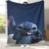 Kawaii S-Stitch Cartoon Flannel Blanket,Ultra Soft Warm Plush Throw for Home Bedroom Bed Sofa Cover Camping Picnic Gift Kids