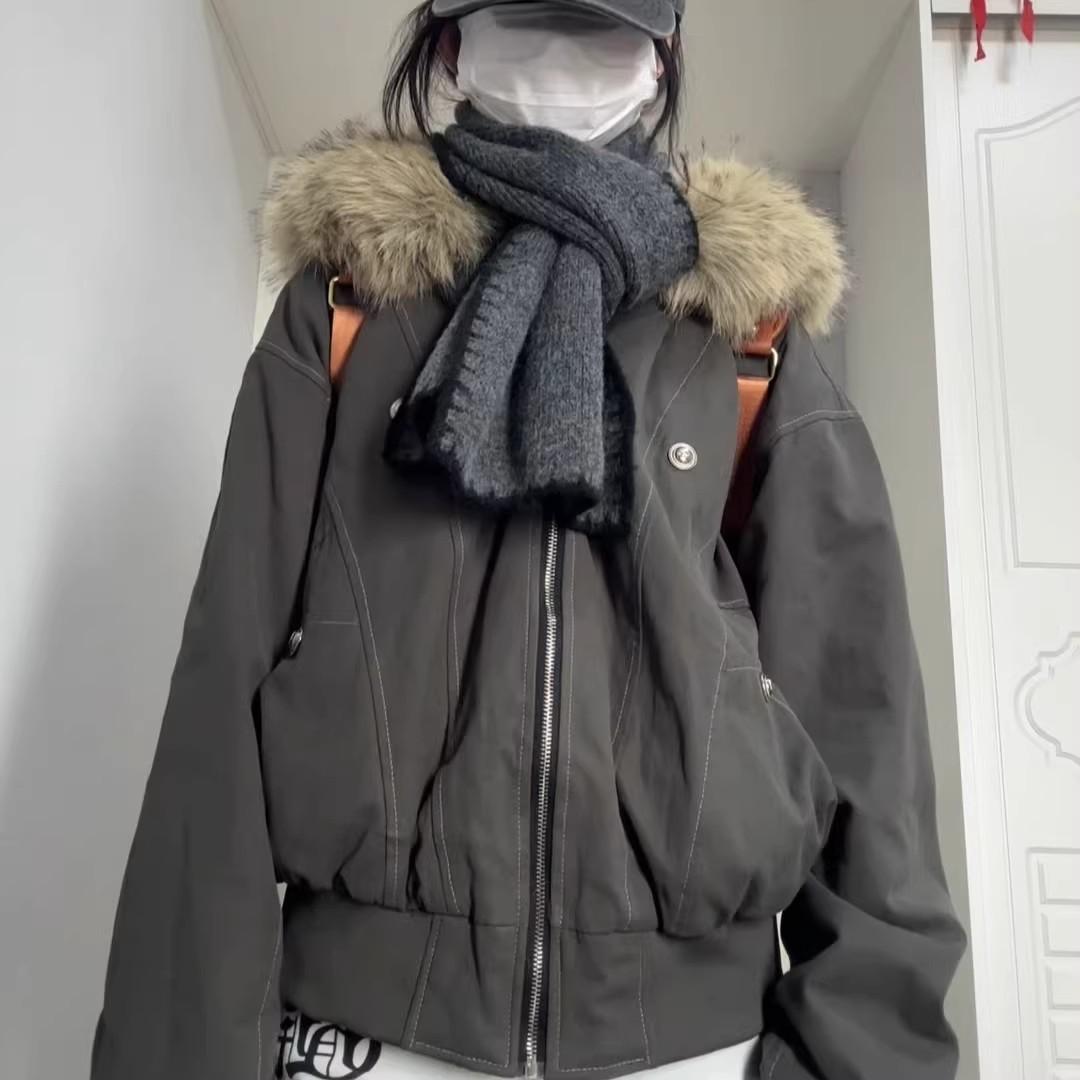 

Зимняя Новая Куртка Парка с Подкладкой Свободного Кроя Новая Версия Утолщенная Короткая Куртка с Подкладкой XL зелёный