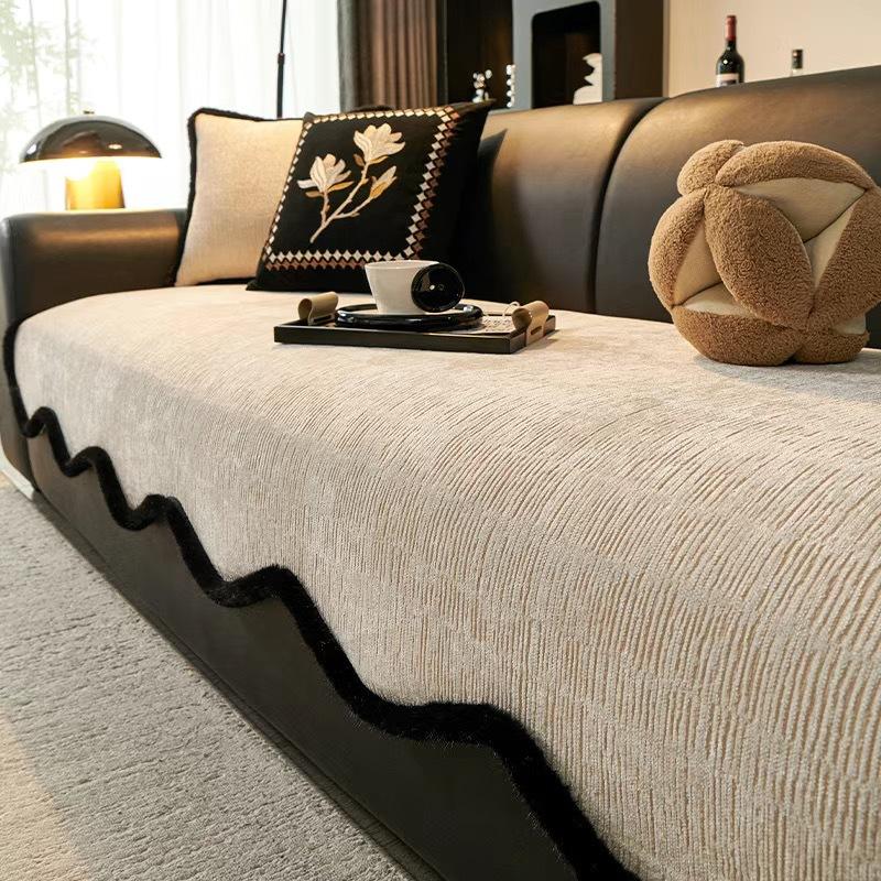 Irregular Sofa Seat Cushion Autumn and Winter Model, Modern Light Luxury Fixed Non-slip High-end Seat Cushion Cover Cloth