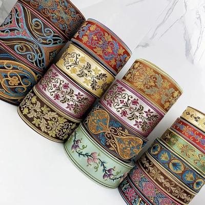 1 Metr Tkana Koronka Wykończeniowa Tkanina do Szycia Żakardowe Wstążki Stylowe Floralne Haftowane Paski Na Odzież Torbę Zasłonę