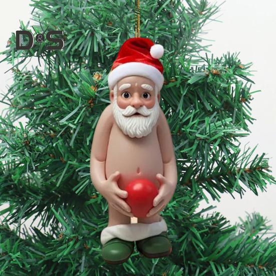 Pandantiv acrilic de Moș Crăciun Decor pentru agățat pentru brad de Crăciun Ornament de Moș Crăciun amuzant cu desene animate pentru decorarea căminului pentru ușă.