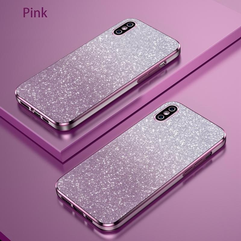 

Для чехла iPhone X XR XS Max Блестящий Роскошный Гальванический Блестящий Чехол для Телефона Для iPhone XR Ударопрочный Мягкий Бампер Прозрачная Задняя Крышка For iphone Xs Max розовый