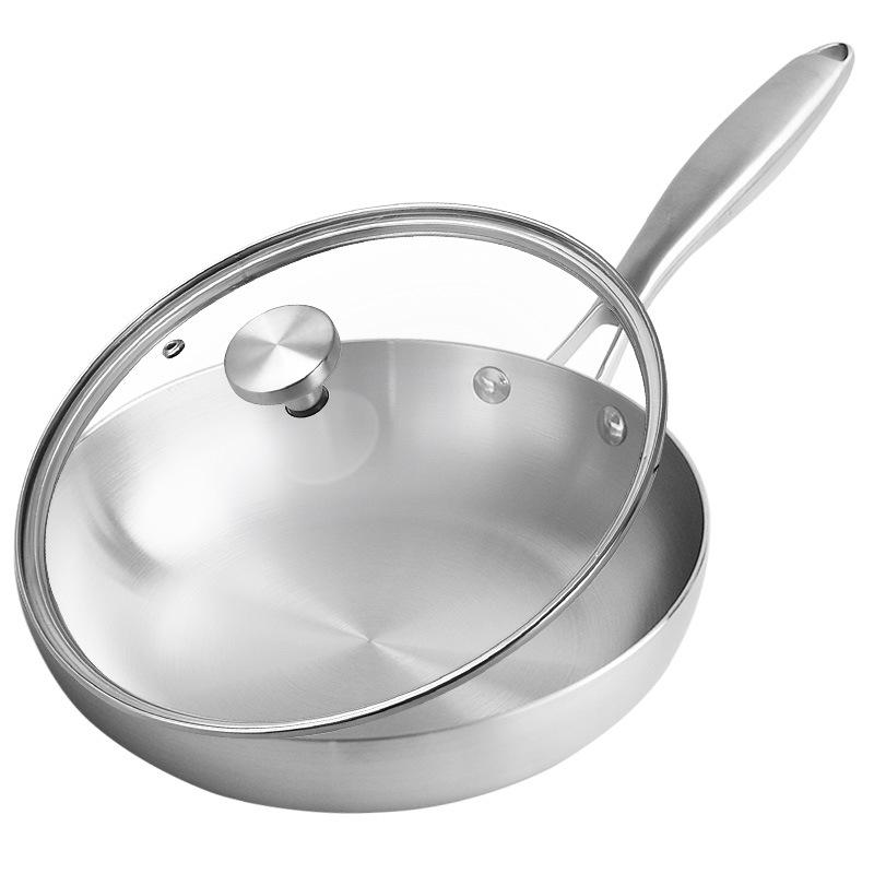 Manulife 304 Stainless Steel Flat-Bottom Wok for Induction & Gas Stoves