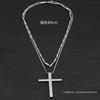 Cross Necklace for Men Fashion Simple Smooth Necklace Pendant Melon Seed Chain Stainless Steel Jewelry