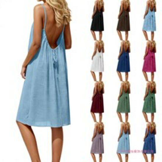 2025 Summer Sleeveless V-Neck Back Zip Elegant Long Dress for Women