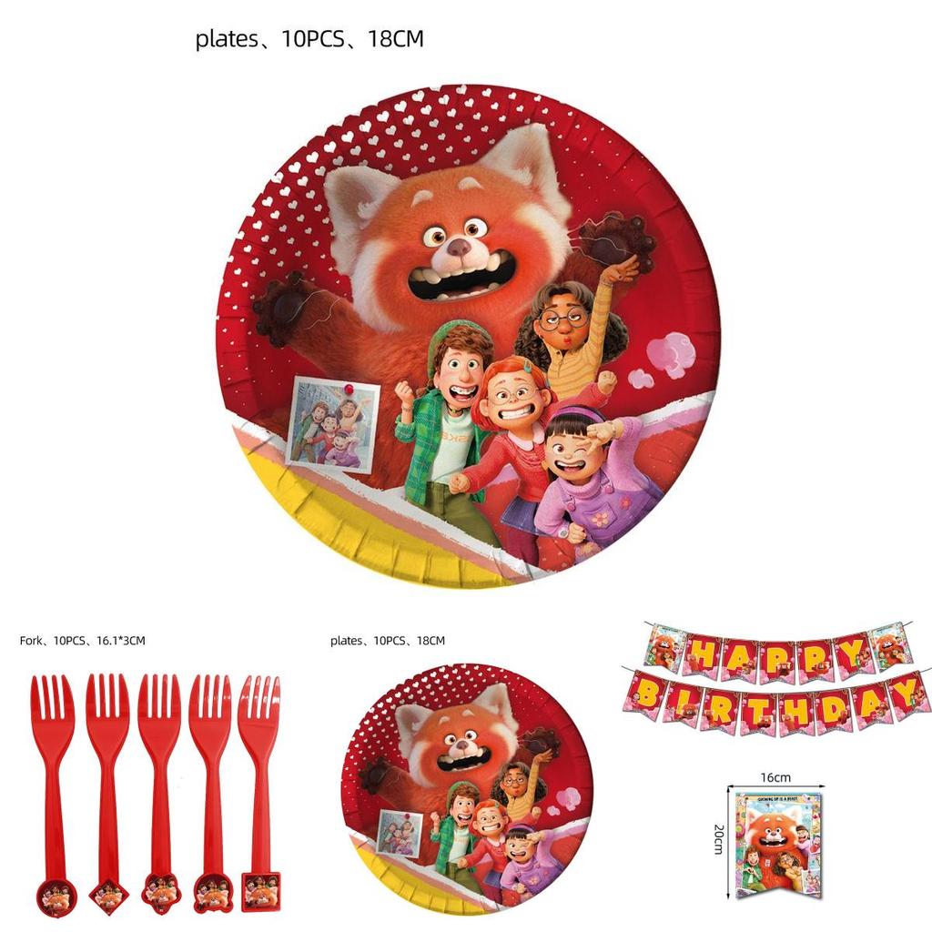 Turning Red Birthday Party Set With Adorable Cartoon Decorations And Surprises