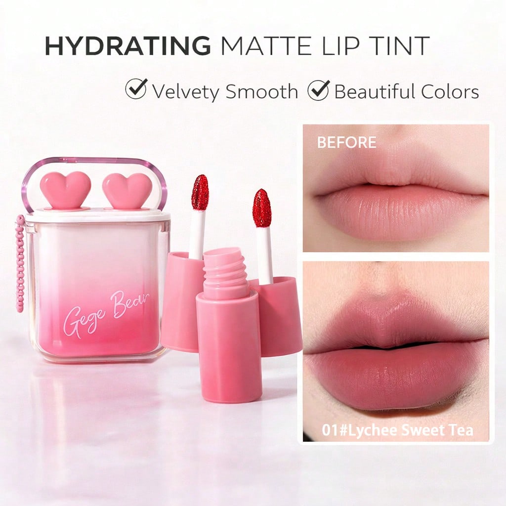 Velvet Matte & Glossy Lip Gloss Set, Dual Texture Lip Color, Long-Lasting & Transfer-Resistant, High